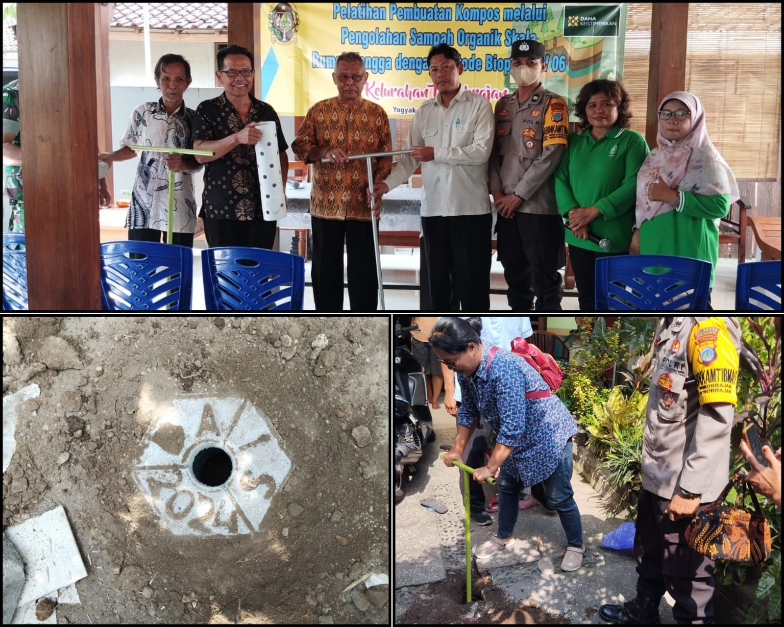 Pelatihan Pembuatan Kompos melalui Pengolahan Sampah Organik Skala Rumah Tangga dengan Metode Biopori di RW.06 Kelurahan Wirobrajan